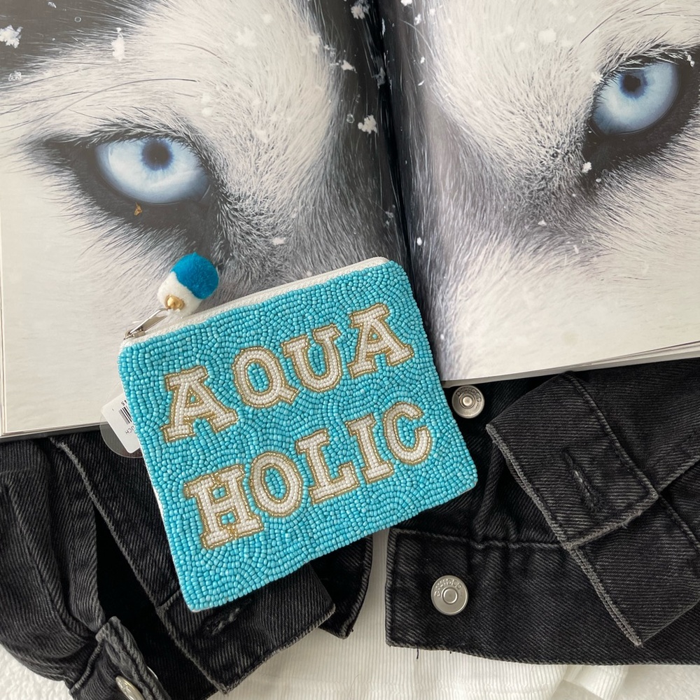 Aqua Holic Coin Pouch Seed Bead Coin Pouch Beaded Coin Bag Beaded Coin Purse
